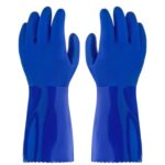 Kitchen-Star Ultimate Rubber Household PVC Gloves with Comfortable Cotton Lined, Anti-Slip surface, Kitchen Dishwashing, Extra Thickness, Kitchen Cleaning, Working, Painting, Pet Care (Small, Blue)