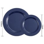 FLOWERCAT 100PCS Blue Plastic Plates – Heavy Duty Blue Disposable Plates for Party/Wedding – Include 50PCS 10.25inch Blue Dinner Plates and 50PCS 7.5inch Blue Dessert/Salad Plates