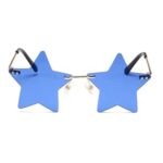 ENTHYI Rimless Star shape Sunglasses Personality Sun Glasses for women/men Party glasses personality pentagram eyewears (Dark blue)