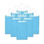 DjinnGlory 100 Pack Small Light Blue Paper Gift Bags with Handles Bulk for Small Business Holiday Birthday Wedding Baby Shower Parties, Shopping Bags (Small 9×5.5×3.15 Inch, Light Blue)