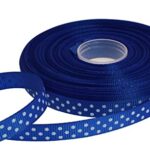 DXEUD Polka Dot Grosgrain Ribbon 25 Yard Each Roll 100% Polyester (3/8″, Royal Blue)