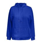 Xbgqasu Hoodies for Women Twist Jacquard Sweatshirt Fashion Long Sleeve Drawstring Plain Pullover Thicken Fall Clothes(Blue,Large)