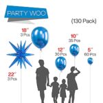 PartyWoo Metallic Blue Balloons, 130 pcs 22 Inch Star Balloons and Metallic Blue Balloons Different Sizes Pack of 18 Inch 12 Inch 10 Inch 5 Inch for Balloon Garland Balloon Arch as Party Decorations