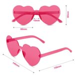 Heart Shaped Sunglasses for Women, Transparent Candy Rimless Sunglasses, Fashion Heart Shaped Glasses for Party Favor Festival, Pink + Blue