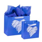 ysmile Blue Small Gift Bag with Tissue Paper for Boy Men Father Birthday Party Greeting Baby Shower 7.8″ – Heart