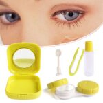 Cute Pocket Mini Contact Lens Case Travel Kit Easy Carry Mirror Container Holder Light Blue