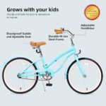 ACEGER Girls Beach Cruiser Bike for Kids 5-13 Years Old, Kids Bicycle Included Coaster Brake, Front and Rear Reflectors, 16 Inch with Traning Wheels and Kickstand, 20 Inch with Kickstand