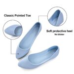 Hee grand Women’s Slip on Foldable Soft Leather Ballet Flats,Pointy Toe Shallow Flats Shoes,Light Blue 9.5