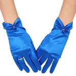 QRBTSCL YCShun Women’s Short Satin Gloves for Wedding Wrist Short Evening Party Dressy Bridal satin Tulle Gloves with Pearl Royal Blue