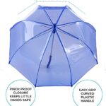 Totes Kids Clear Bubble Kids Umbrella – Perfect for Walking Safety- Child Safe with Pinch-Proof Closure and Easy-Grip Curved Handle Perfect for Small Hands, in Transparent or Colorful Options