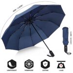 ZOMAKE Compact Travel Umbrella,10 Ribs Windproof Folding Umbrella, Automatic Small Umbrellas for Rain