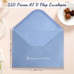250 Pcs A7 Wedding Gift Cards 5×7 Envelopes V Flap Invitation Envelopes for 5×7 Cards Printable Self Adhesive Envelope for Office Baby Shower Graduation Birthday Supplies (Dusty Blue)