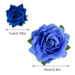 Topbuti Rose Hair Clip Flower Hairpin Rose Brooch Floral Clips, 4 Pcs Fabric Rose Flowers Hair Clips Mexican Hair Flowers Pin up Headpieces for Woman Girl Wedding Party Mother’s Day (2 Sizes) (Blue)
