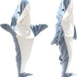 AHAIJ Adult Shark Onesie Pajamas Animal Halloween Cosplay Costume One Piece Christmas Matching Pjs for Men Women Kids (Grey Blue,Medium)