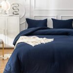 Luxlovery Navy Blue Comforter Set Queen Men Boys Dark Blue Bedding Comforter Sets Dark Color Full Comfy Soft Blanket Quilts Cozy Breathable Solid Hotel Quality Bedding Comforter Set with 2 Pillowcase