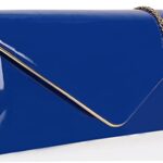 Dexmay Envelope Clutch Purse for Women Shiny Patent Leather Foldover Evening Bag Formal Handbag Royal Blue