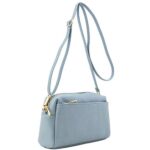 FashionPuzzle Triple Zip Small Crossbody Bag (Blue Grey)