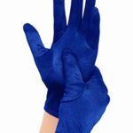 EORUBE Short Opera Satin Gloves for Women Wrist Length Banquet Gloves Tea Party Halloween Costume Gloves (Smooth 8.6″ – Blue)