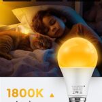 LOHAS Sleep aid Amber Light Bulbs, Blue Light Blocking, A19 9W(60 Watt Equivalent) Dim Light Bulbs, 1800K Warm Light Bulb, Baby Nursery Light, E26 for Healthy Sleep, Bedroom, Kids Room, 2 Pack