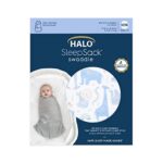 HALO 100% Cotton Sleepsack Swaddle, 3-Way Adjustable Wearable Blanket, TOG 1.5, Blue Safari, Newborn, 0-3 Months