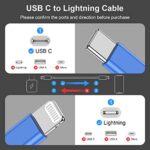 2Pack Blue Fast Charger Cable 6ft [Apple MFi Certified], USB Type C to Lightning Cable 6 Foot Apple iPhone Charging Cord for Apple iPhone 14/13/12 Pro XR XS Max X 8 Plus