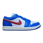 Nike Jordan Women’s Air Jordan 1 Low Sneakers (Sport Blue/Grym Red-White-Sail, 8.5)