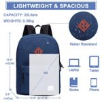 VASCHY Lightweight Backpack for School, Classic Basic Water Resistant Casual Daypack for Travel with Bottle Side Pockets (Navy)