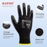KAYGO Safety Work Gloves PU Coated-12 Pairs, KG11PB, Seamless Knit Glove with Polyurethane Coated Smooth Grip on Palm & Fingers, for Men and Women, Ideal for General Duty Work (Large,Blue)