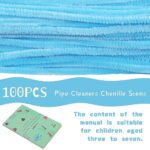 Giwrmu 100 Pieces Pipe Cleaners Chenille Stem, Light Blue Pipe Cleaners Craft, Pipe Cleaners Craft Supplies, Colored Pipe Cleaner for Creative Handmade DIY Art Craft Project