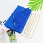 JUBOO PARADISE Royal Blue Evening Clutch Purse, Crossbody Wedding Prom Party Bridal Evening Bag for Women (Royal Blue with Pleated Flap)