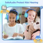 Candy Bila Kids Headphones, Wired Headphones for Kids with Microphone, 85/94dB Volume Limiter Headphones for Girls Boys with Sharing Jack, Foldable Headphones for Online Study, Gradient Blue