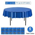 Eleclassi Royal Blue 6 Pack Premium Round Disposable Plastic Tablecloth – 84 Inch Round Plastic Table Cloths for Parties Disposable Tablecloth – Round Plastic Tablecloth – Royal Blue Round Tablecloth