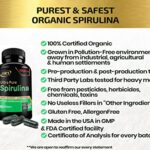 Organic Spirulina Powder Capsules 3000 mg – Purest Non-Irradiated Blue Green Algae – Best Raw Vegan Protein – Green Superfood – Natural Multivitamins – 180 Pills Made in The USA