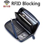 Moflycom Womens Wallet RFID Blocking Genuine Leather Multi Credit Card Large Capacity Zip Around Clutch Travel Purse Wristlet