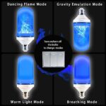 Yewclls LED Flame Effect Light Bulb, 4 Modes E26 Base Fire Light Bulbs with Gravity Sensor (Blue – 2 Pack)