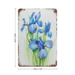 Watercolor Blue Iris Flower Retro Poster Metal Tin Sign Chic Art Retro Iron Painting Bar People Cave Cafe Family Garage Wall Decoration 11.8″x7.9″