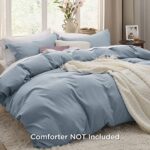Bedsure Mineral Blue Duvet Cover Queen Size – Soft Prewashed Queen Duvet Cover Set, 3 Pieces, 1 Duvet Cover 90×90 Inches with Zipper Closure and 2 Pillow Shams, Comforter Not Included