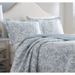 Laura Ashley Home – King Size Quilt Set, Cotton Reversible Bedding, Lightweight Home Decor for All Seasons (Amberley Blue, King)