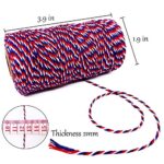Cotton Twine Red Blue and White Baker String 2mm Thick 328 Feet Christmas Twine for Gift Wrapping DIY Crafts Home Party Decoration Gardening