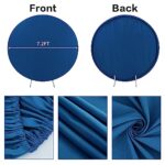 HELAKU Round Backdrop Cover – 7.2×7.2ft Royal Blue Circle Backdrop with 2 Backdrop Clips Round Photography Background for Birthday Party Baby Shower Wedding Decorations