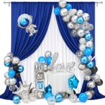 HOMEIDEAS 10ft x 10ft Backdrop Curtains for Parties 2 Panels Royal Blue Photo Background Curtains, Polyester Rod Pocket Drapes for Wedding Birthday Decorations