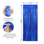 Crosize 3 Pack 3.3 x 9.9 ft Dark Blue Foil Fringe Backdrop Curtain, Streamer Backdrop Curtains, Birthday Party Decorations, Tinsel Curtain for Parties, Galentines Decor, Preppy, Photo Booth