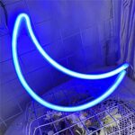 Nordstylee Neon Moon Signs USB or Battery Powered Art Decorative Lights for Children’s Room/Birthday Party/Holiday/Wedding Decoration (Blue)