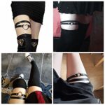 Adjustable Elastice Garter Belt PU Leather Women’s Girls Gothic Heart 2 Rows O Ring Leg Thigh 2pcs (Royal Blue, One Size)