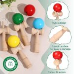 Libima 4 Packs Wood Kendama Toy Wooden Catch Ball in Cup Game Vintage Catch Game Hand Eye Coordination Educational Game for Beginner Birthday Party Supplies Favors Gifts, Red Yellow Blue Green