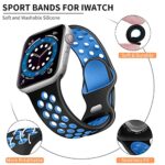 Lerobo Bands Compatible with Apple Watch Band 45mm 44mm 42mm 49mm Women Men,Durable Breathable Sport Soft Silicone Replacement Compatible for Apple Watch SE iWatch Series 8/7/6/5/4/3/2/1,Black/Blue
