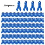 200 Pieces Blue Satin Awareness Ribbons with Safety Pins 1.4 x 3 inch