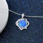 lehao Heart Shape Pendant Necklace Round Opal Necklace Wedding Anniversary Jewelry Best Gift for Women,Blue