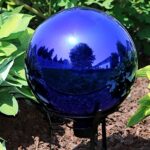 Sunnydaze 10-Inch Glass Mirrored Stainless Steel Gazing Globe – Elegant Ball Lawn Ornament – Blue