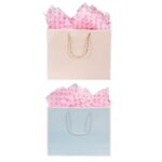 BGWJEX 2 gift paper bags, 13 “large gift bags, Baby blue and pink with tissue